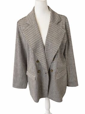 Maurices Black & White Houndstooth Double-Breasted Blazer